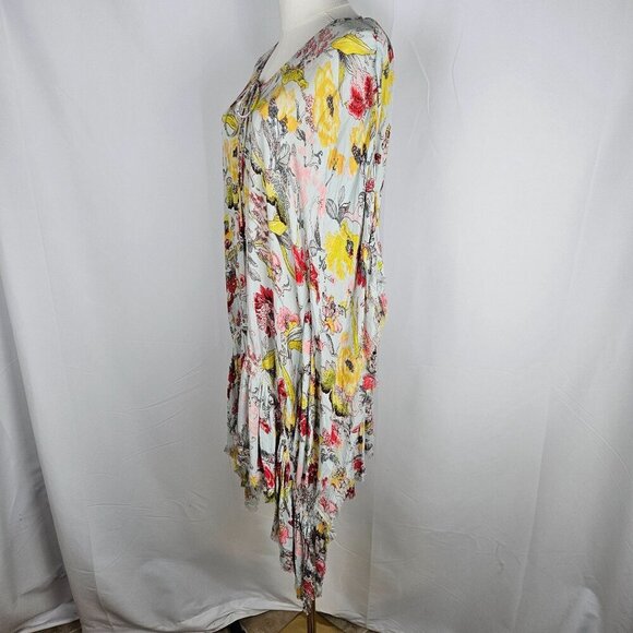 Z & L Floral Boho Tunic Caftan Top Dress Coverup S or Medium Lightweight Green - Picture 6 of 11